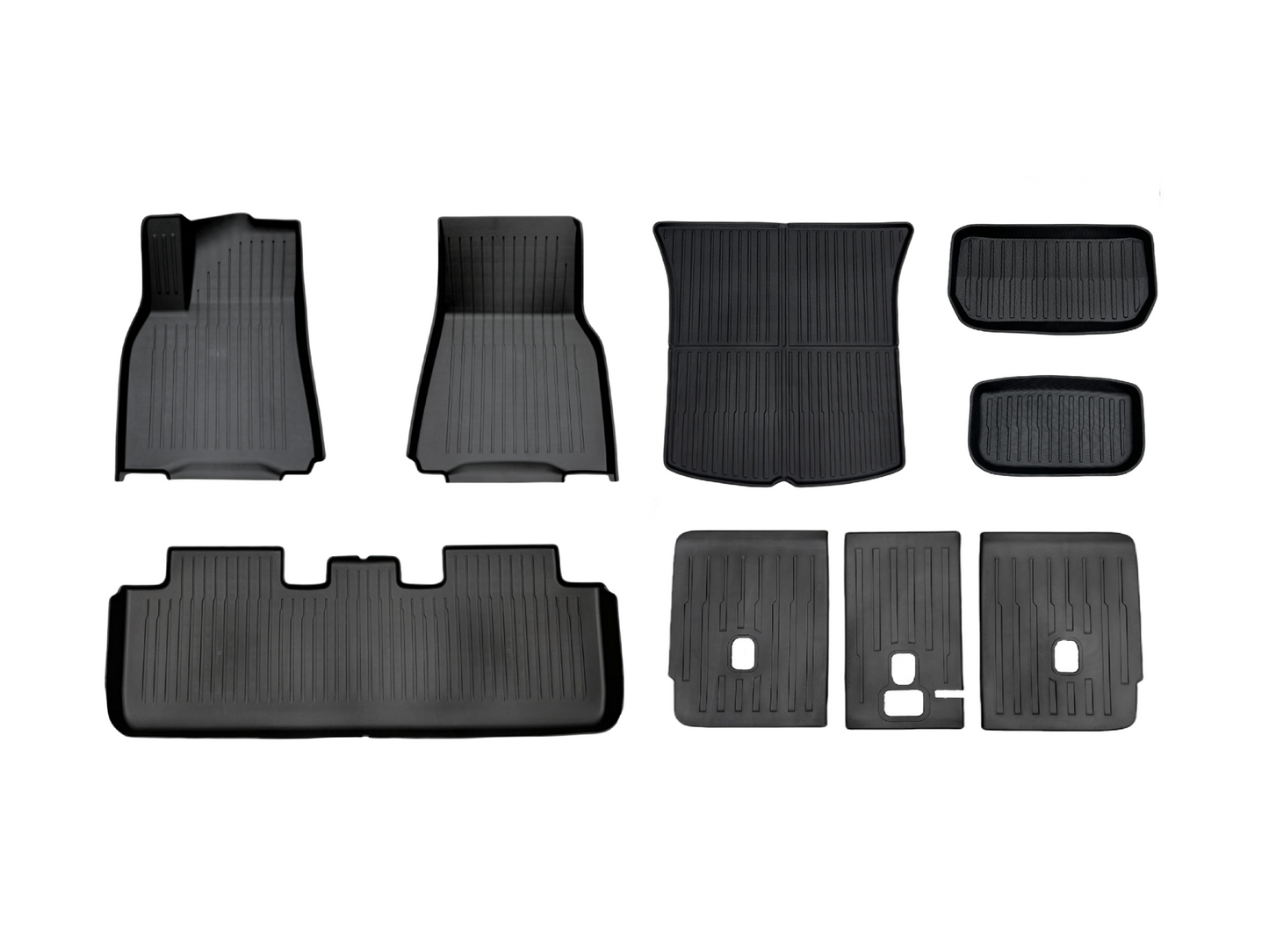 Modèle Y 2020-2025 : Ensemble complet de tapis de sol/avant/coffre toutes saisons (6 pièces) (PRÉCOMMANDE)