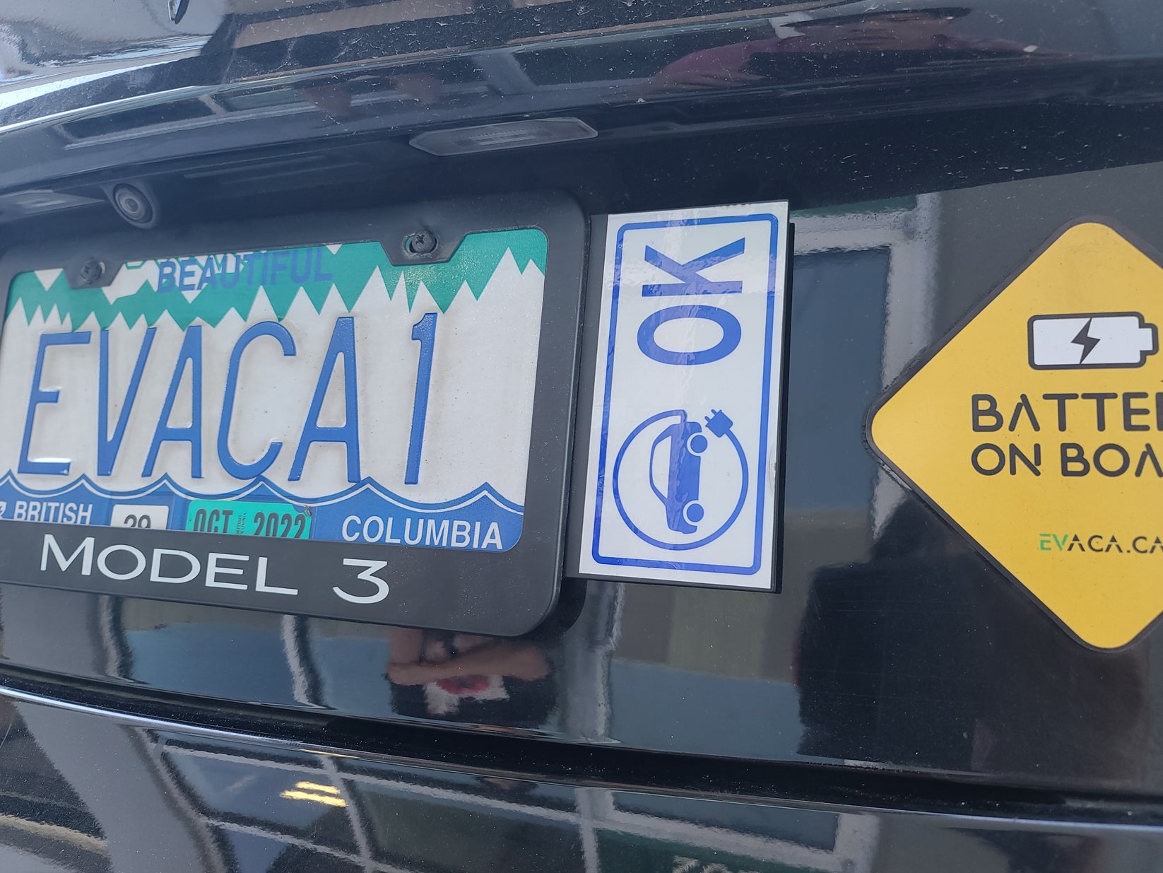 Model S/3/X/Y BC OK Sticker Plate Mount EVACA Premium Accessories