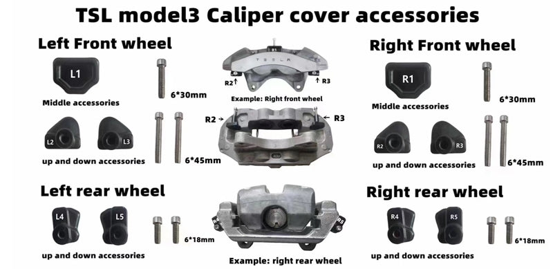 Model 3 2017-2023/Highland 2024-2025: Decorative Brake Caliper Cover Aluminum Alloy (18'' & 19'')