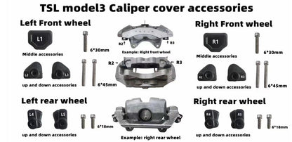 Model 3 2017-2023/Highland 2024: Decorative Brake Caliper Cover Aluminum Alloy (18'' & 19'')