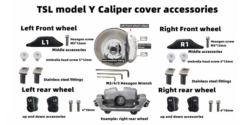 Model Y: Decorative Brake Caliper Cover Aluminum Alloy (4 PCs)